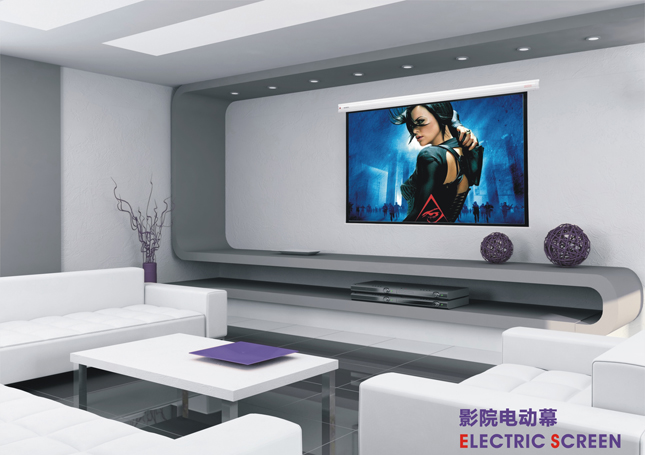 Wall Mounting Electric Screen EH Series HD Projection Screen With Imported Tubular Motor Lower Noise